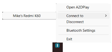 Tray connect menu